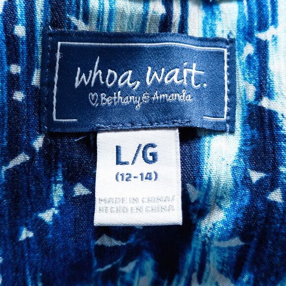 Whoa Wait Sleeveless Dress Blue Size Large Coastal Inspired Resortwear - Picture 8 of 8